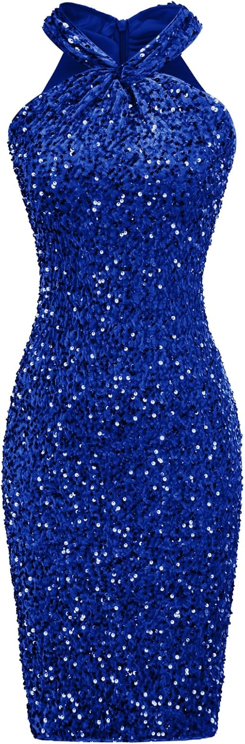 Stunning Sequin Dress for Women - Sparkly Halter Bodycon Style