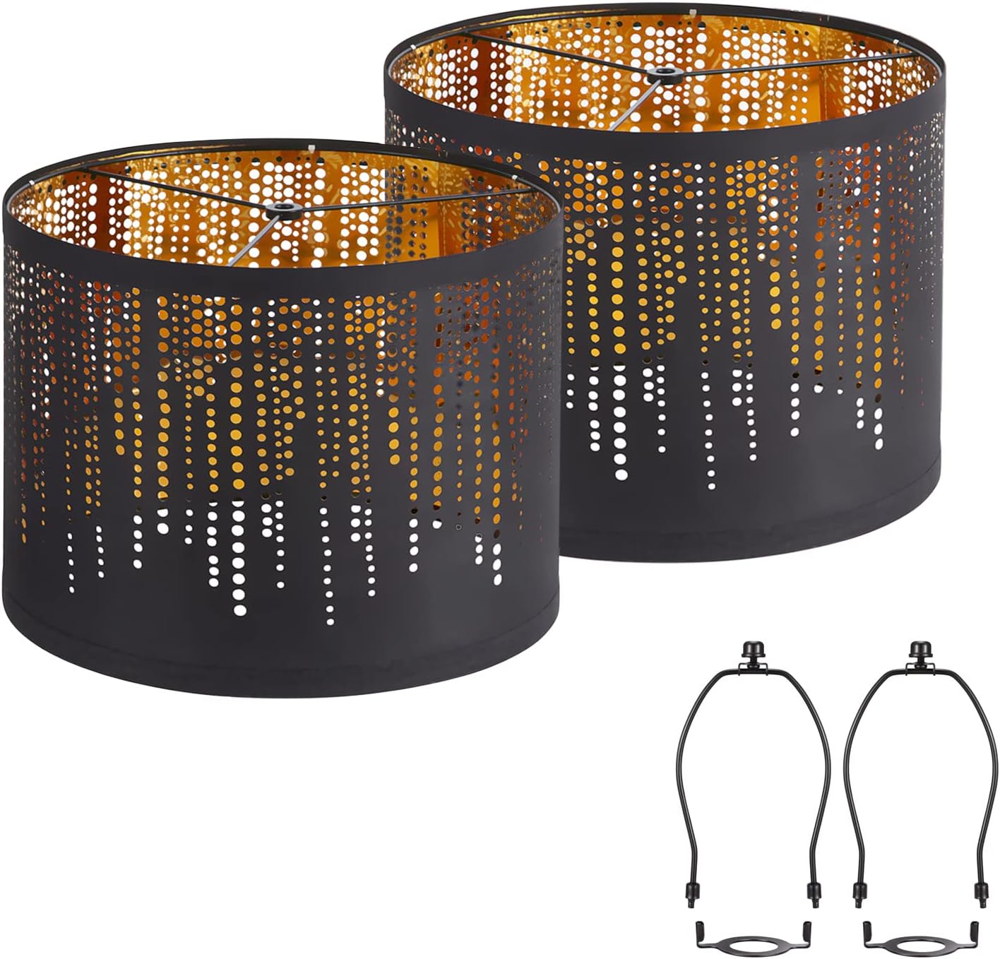 Black Drum Lampshades Set of 2 for Table and Floor Lamps