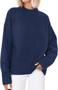 Womens Oversized Crewneck Knit Sweater - Cozy Fall Staple