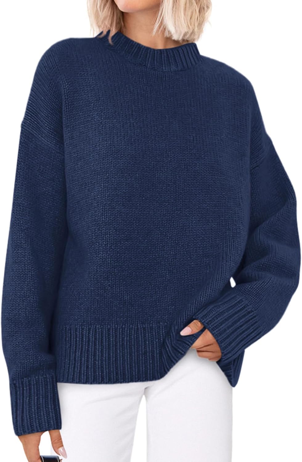 Trendy Casual Crewneck Long Sleeve Cozy Knit Pullover Sweater