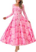 Women Maxi Dress Square Neck Floral Print - Fall 2025 Elegant