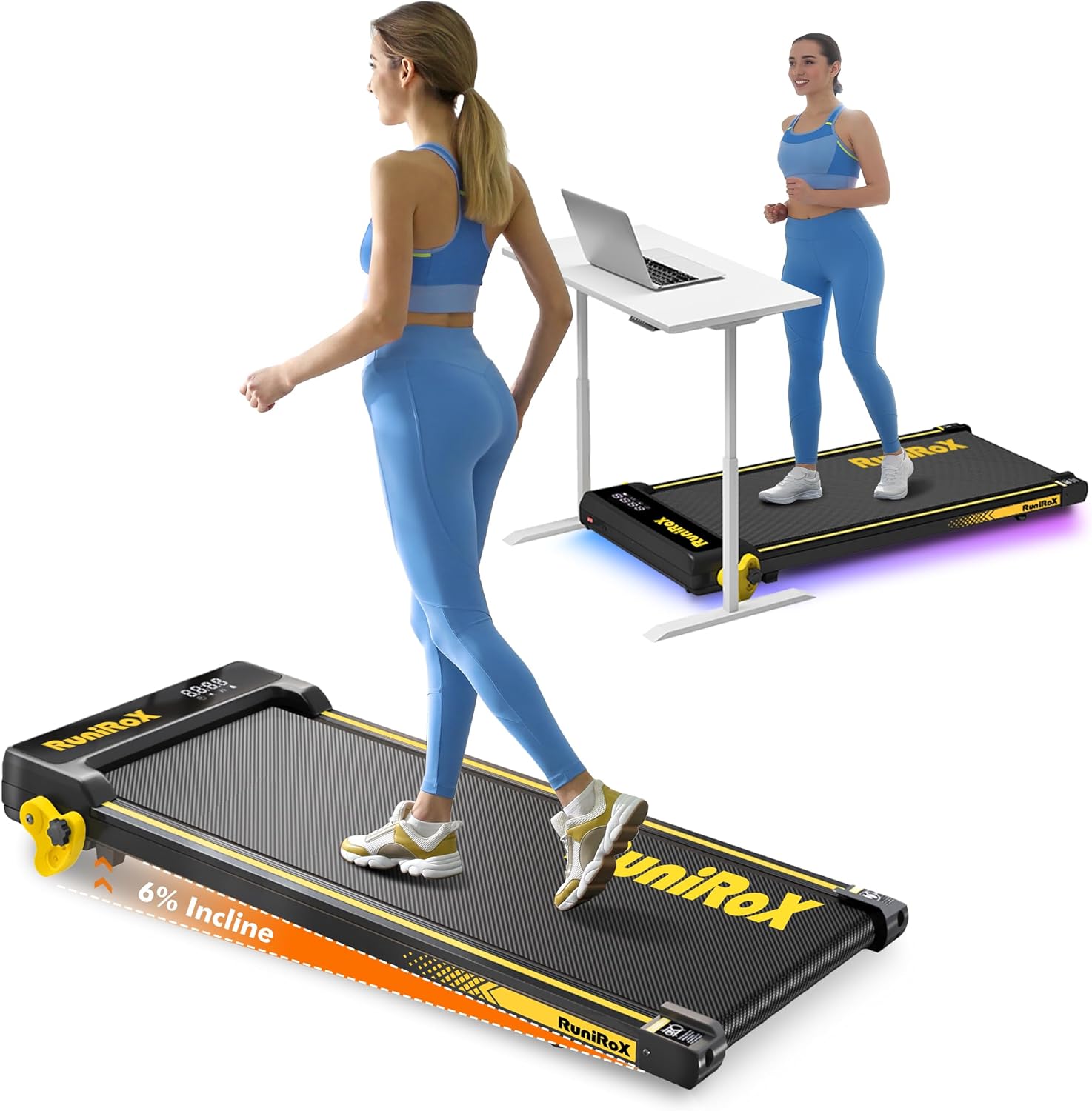 Walking Pad with Incline for Home Office Use - Compact Treadmill