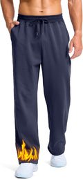 Men's Fleece-Lined Cotton Open Bottom Sweatpants - Warm Baggy Fit