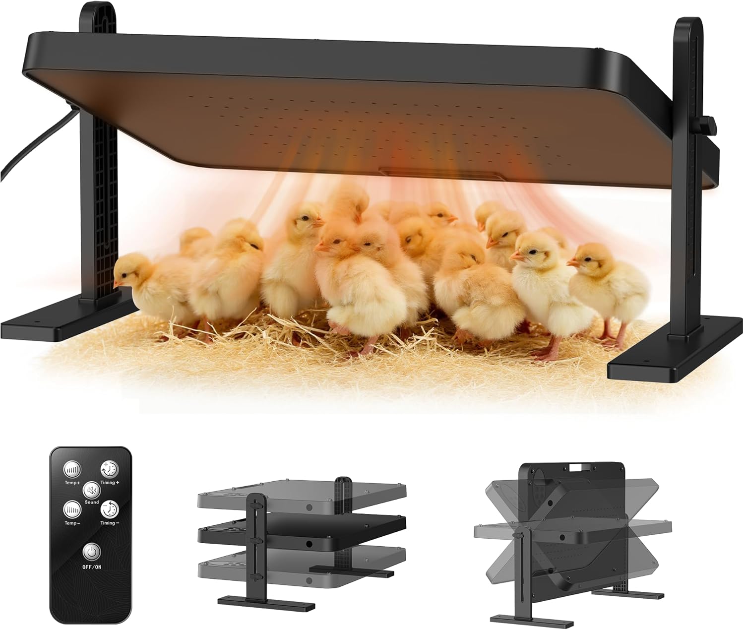 Chick Brooder Heater with Adjustable Temp & 12H Timer for Poultry