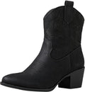 Women's Cowgirl Short Boots - Comfortable Low Heel Western Style