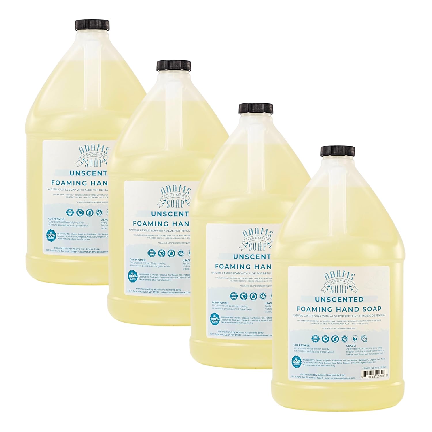 Adams Handmade Soap Unscented Foaming Liquid Hand Soap Refill