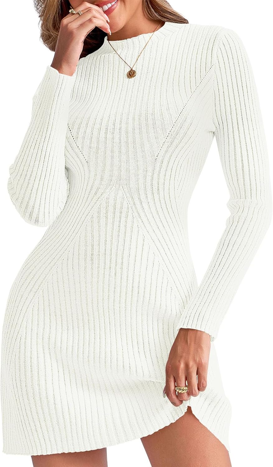 Saodimallsu Womens Long Sleeve Sweater Dress for Fall Style