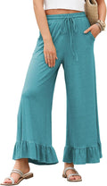 Womens Wide Leg Palazzo Pants High Waisted - Soft Stretch Knit