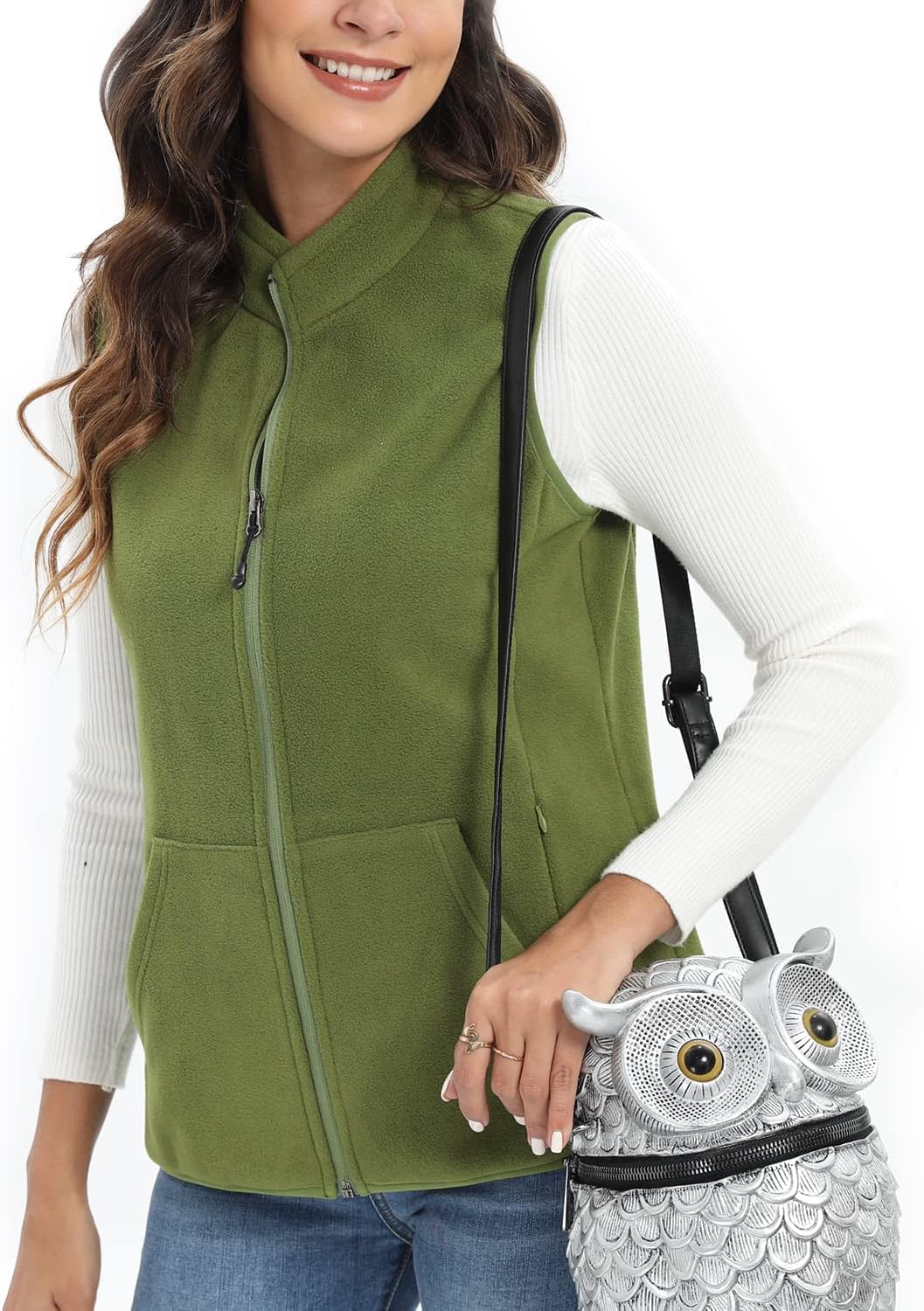 Xeoxarel Women's Fleece Vest with 6 Pockets for Comfort