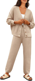 LILLUSORY Womens Cardigan Pants Sets 2 Piece Slouchy Sweater Shoes