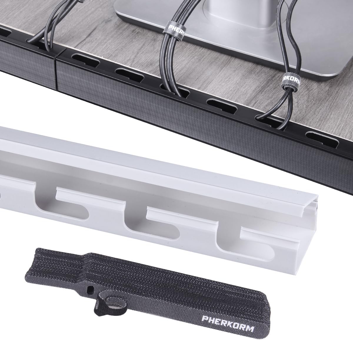 PHERKORM Cable Raceway Kit: Organize & Hide Cords Under Desk ...
