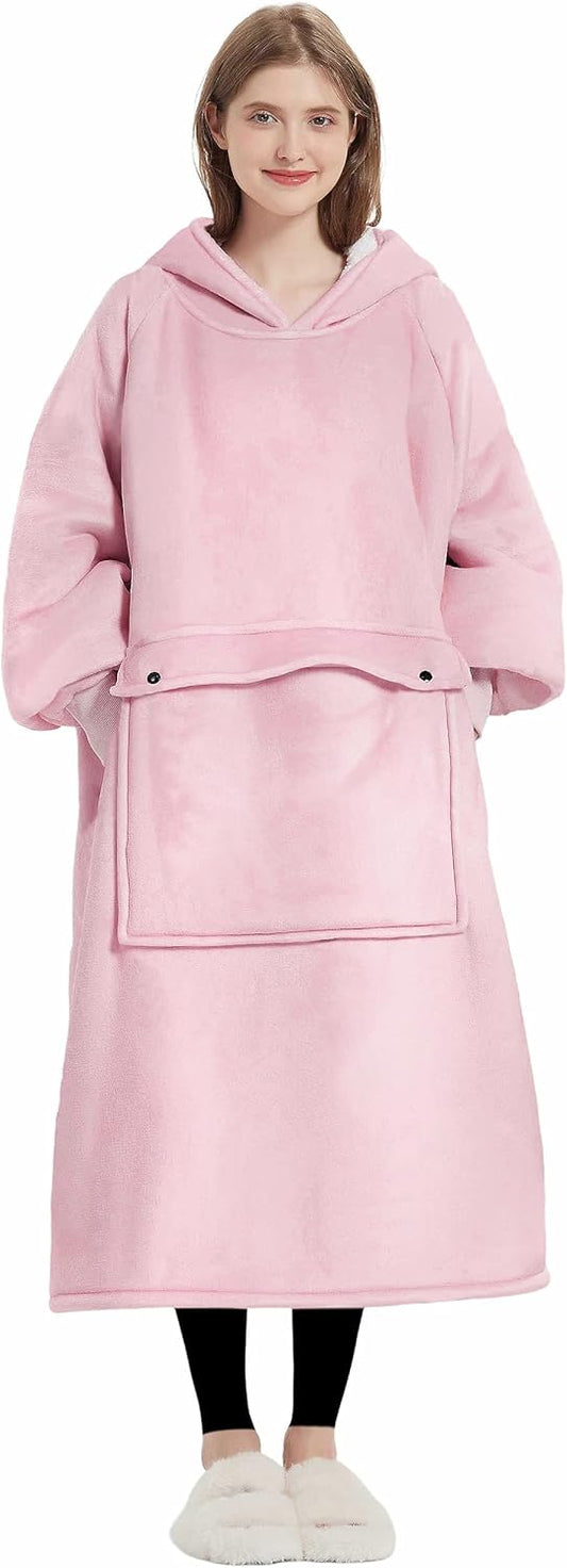 Wearable Blanket Hoodie for Adults - Cozy Sherpa Sweatshirt