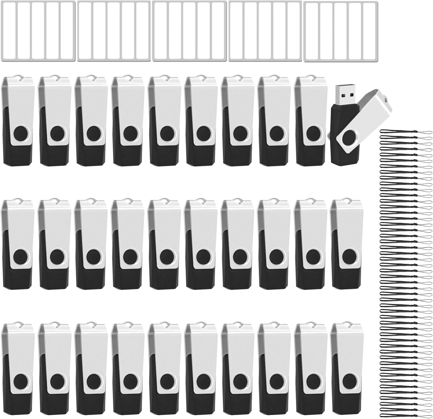 16GB Bulk Flash Drives Pack with Strings and Labels for Easy Use