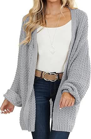 MEROKEETY Women's Open Front Chunky Knit Sweater Cardigan Review