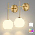Gold Battery Operated Wall Sconces Set of 2 - Rechargeable Wireless