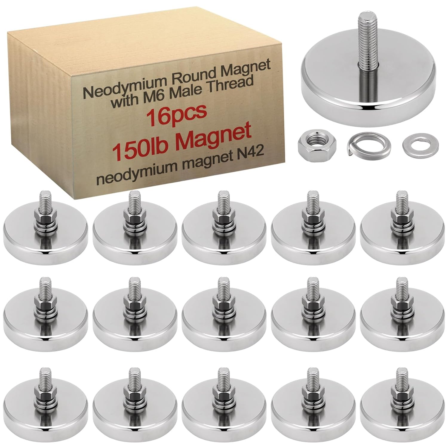 Powerful Neodymium Round Magnet with M6 Thread for Heavy Duty Use