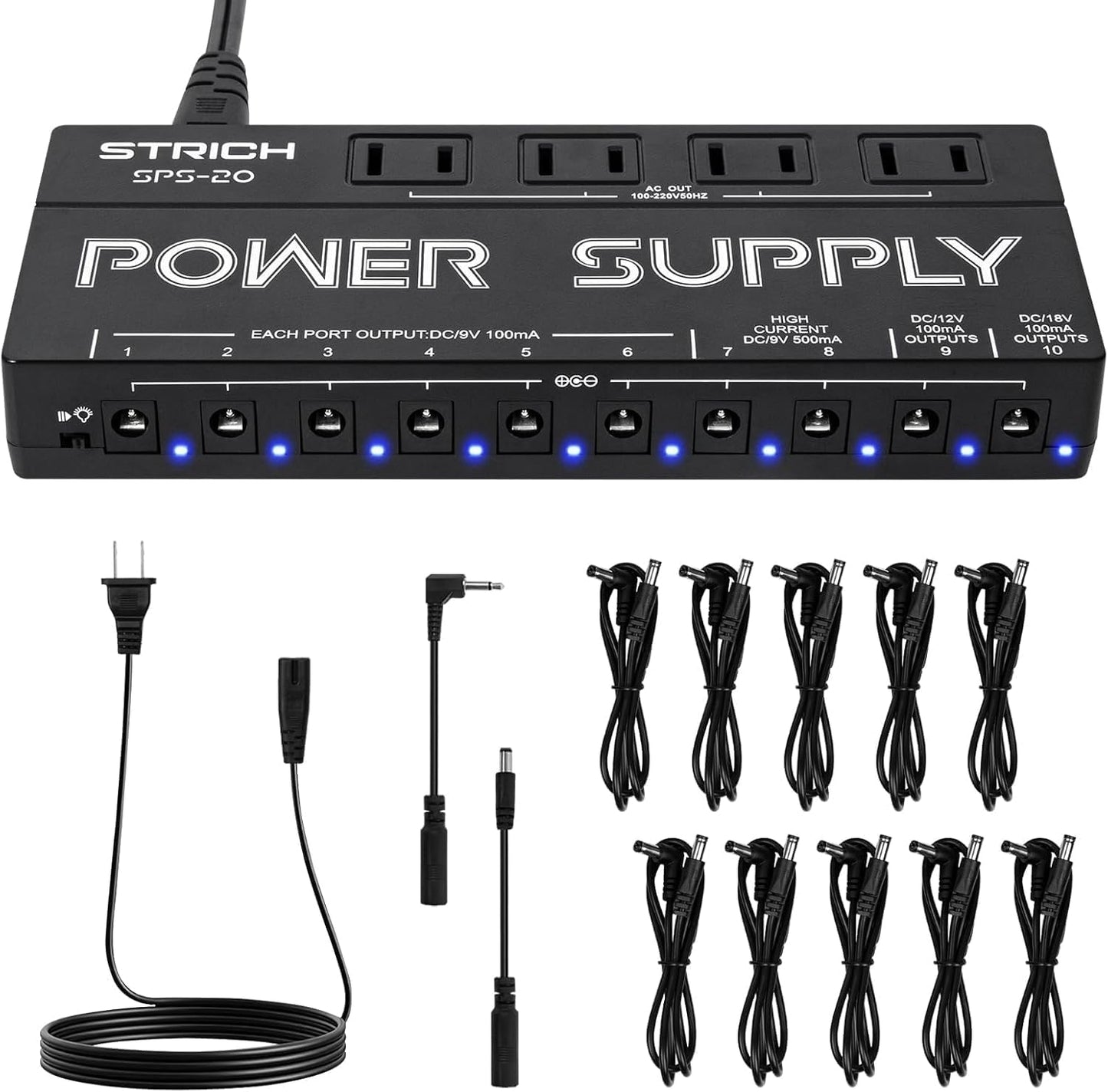 STRICH SPS-20 Guitar Power Supply - 10 Isolated Outputs