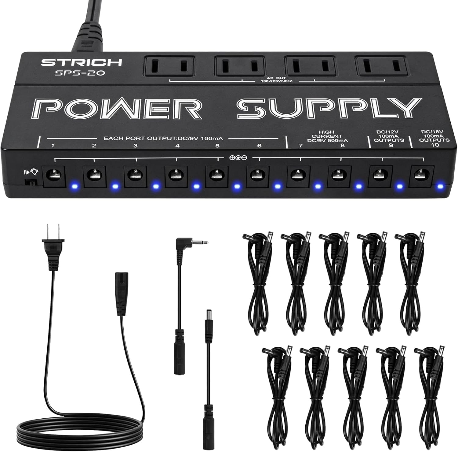 STRICH SPS-20 Guitar Power Supply - 10 Isolated Outputs