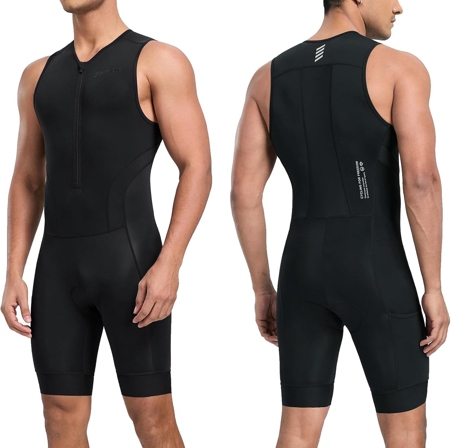Santic Men's Triathlon Suit for Swim Bike Run with Pockets