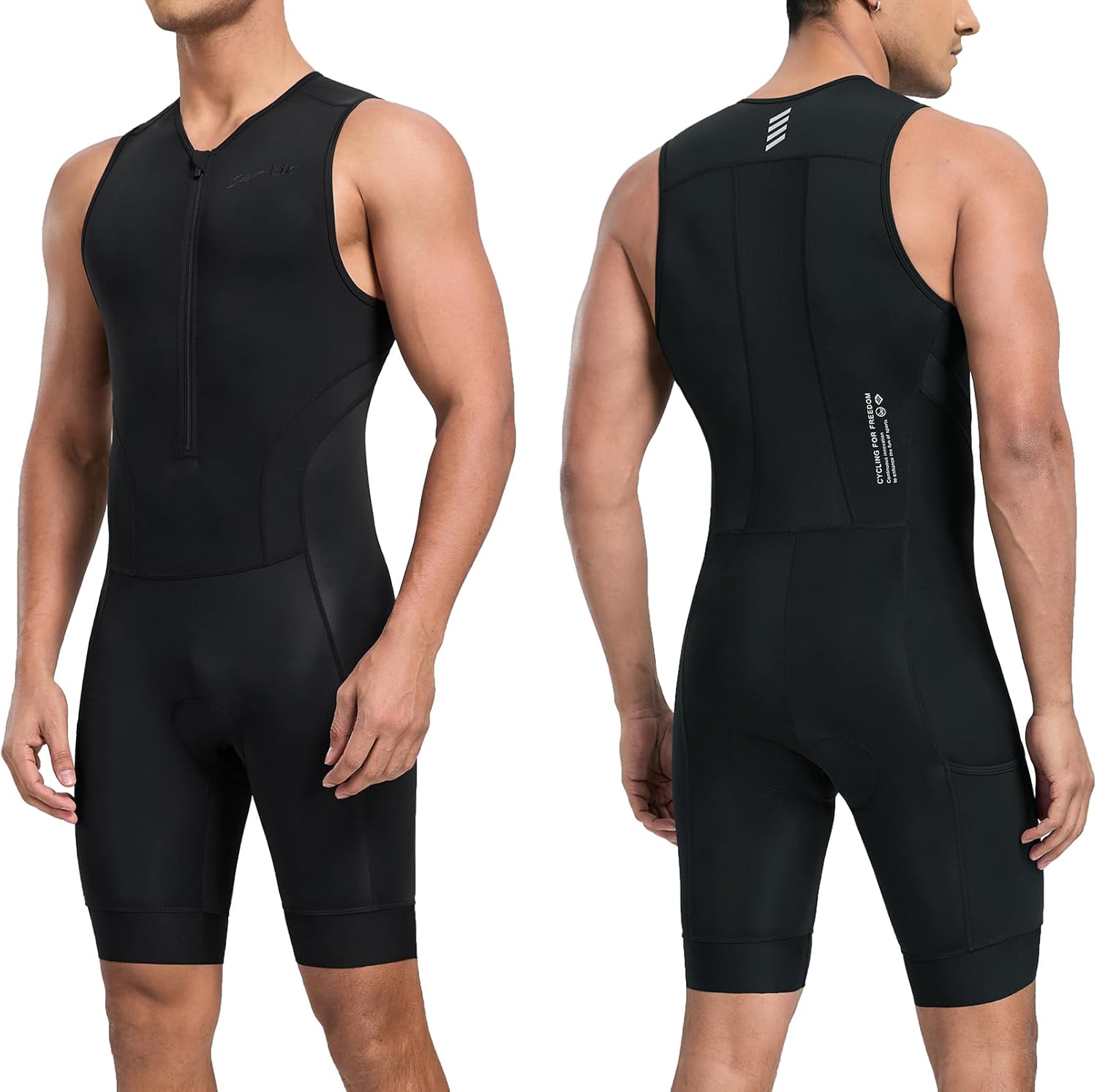 Santic Men's Triathlon Suit Sleeveless Skinsuit for Comfort