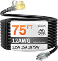 12/3 75 FT Heavy Duty Outdoor Extension Cord for All Needs