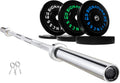Olympic Bumper Plates Set 205 LB Barbell Set - Durable Rubber Plates