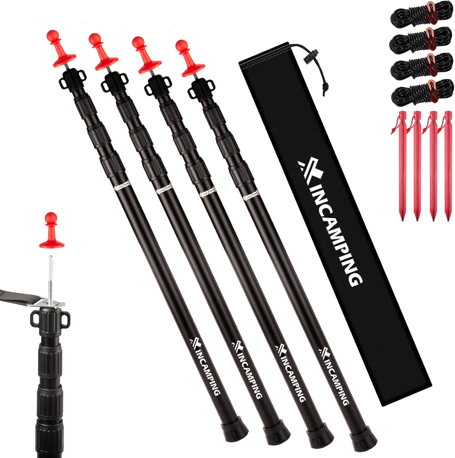 Adjustable Heavy Duty Tarp Poles for Camping and Outdoor Use
