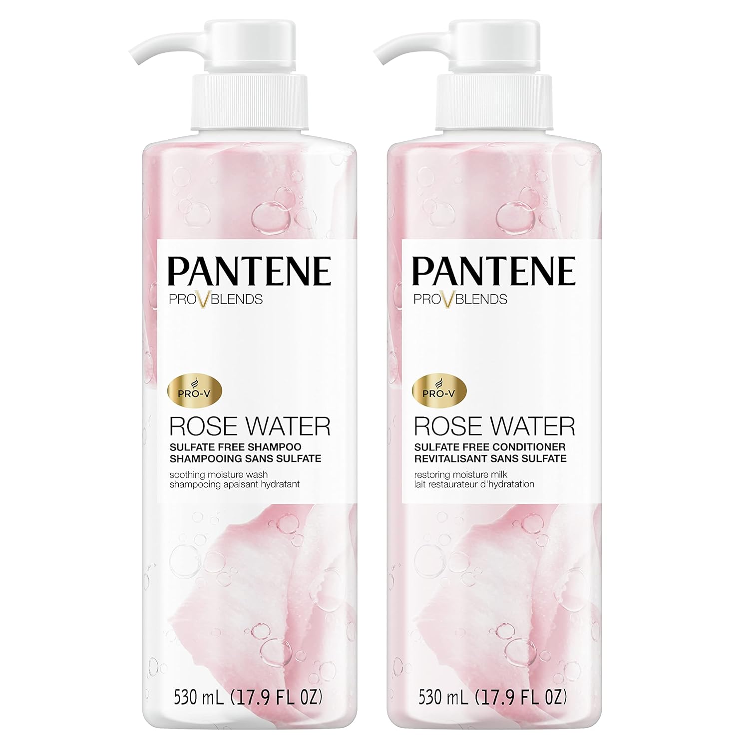 Pantene Rose Water Shampoo & Conditioner Set, Hydrating & Color-Safe, Pro-V Blend