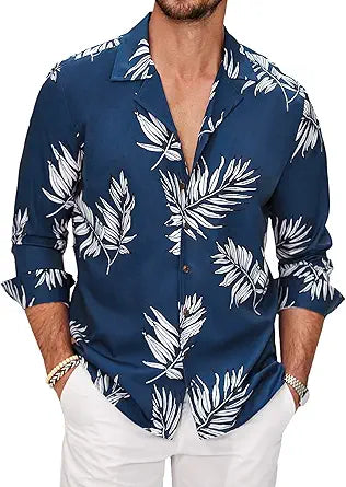 COOFANDY Men's Hawaiian Shirts Casual Button Down Floral Shirt