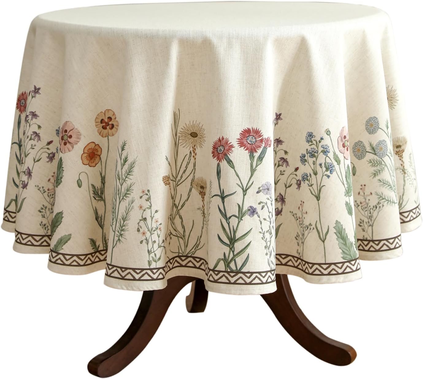 Designer Off White Linen Small Round Tablecloth for Elegant Dining