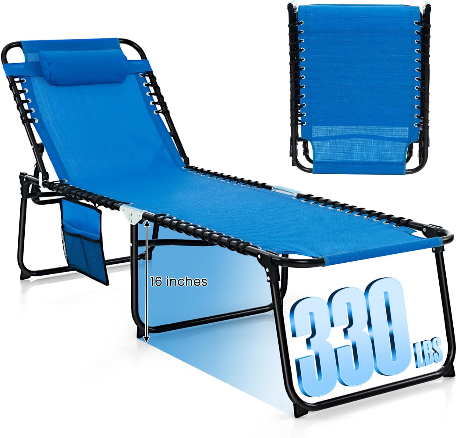 GYMAX Lounge Chairs for Outside - Adjustable Beach Tanning Lounger