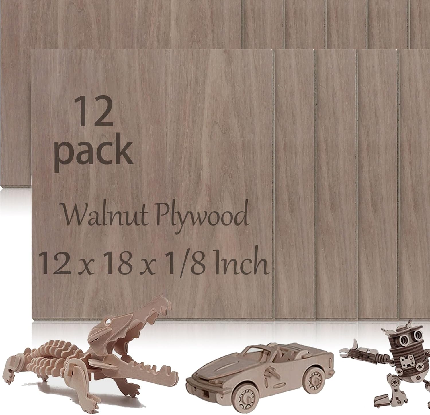 12 Pcs Walnut Unfinished Wood Craft for DIY Projects and More
