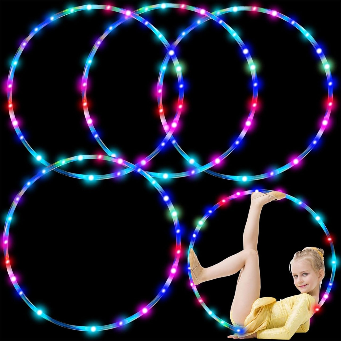 4Pack LED Hoop Dance Exercise Light Up Hoop for Fun Fitness