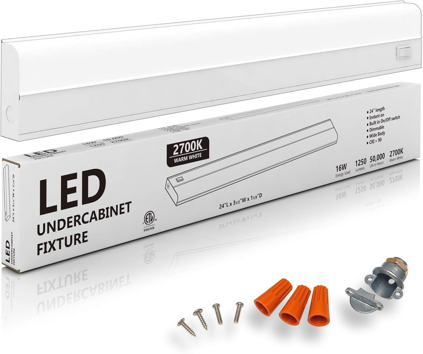 Hardwired LED Under Cabinet Task Lighting - 16 Watt, 24 in