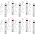 6-Outlet Power Strip Surge Protector 10-Pack - Flat Plug, 4 ft Cord
