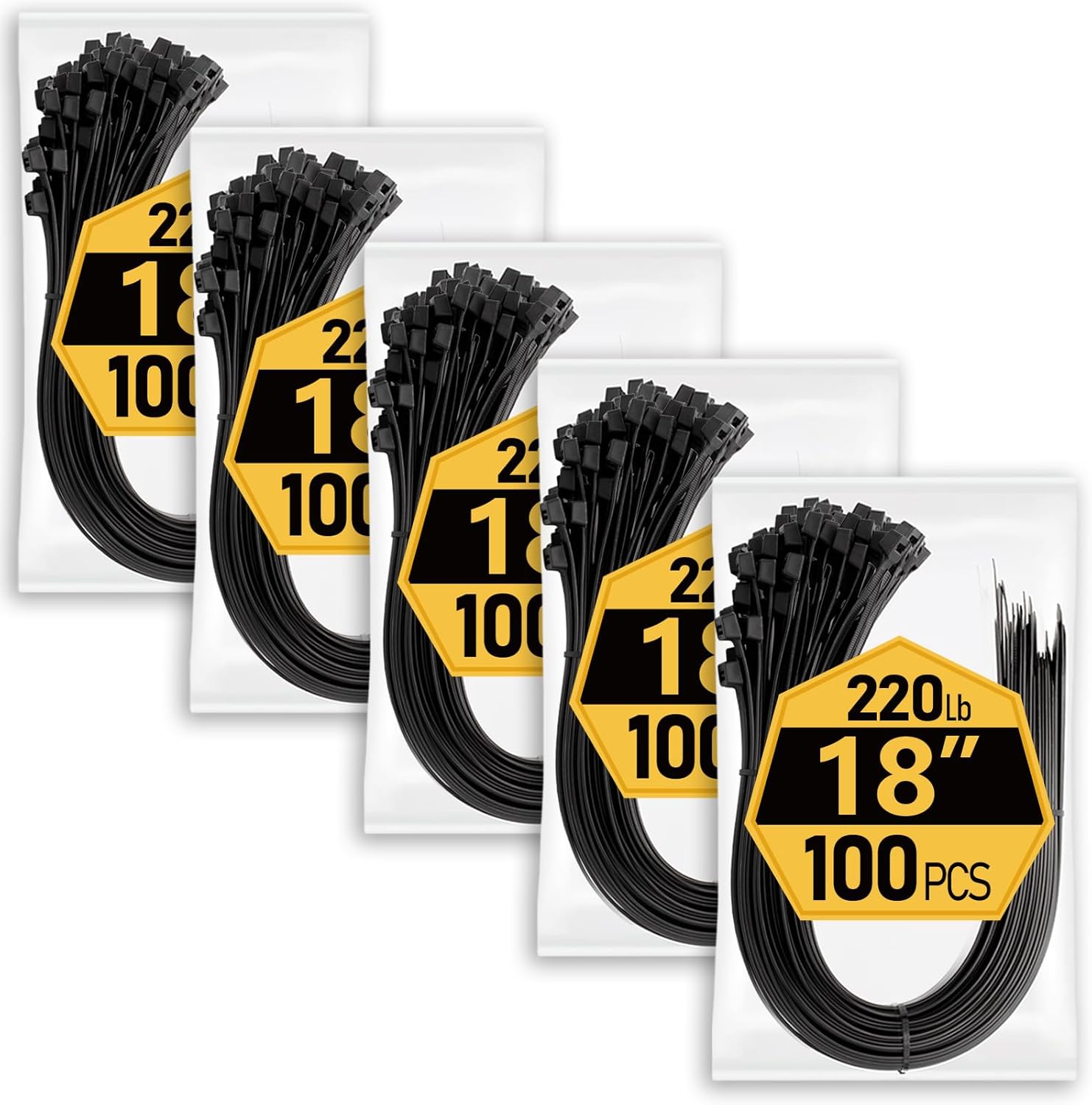 Large Zip Ties Heavy Duty 18 inch 500 Pack for Outdoor Use