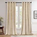 Beige Velvet Curtains 84 in for Living Room - Thermal Blackout Drapes