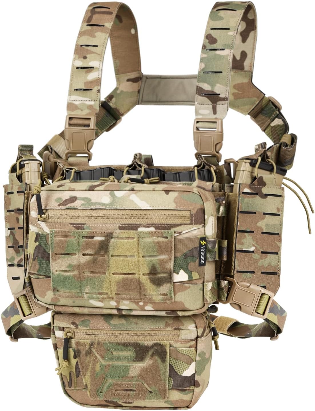 Tactical Chest Rig with Adjustable Detachable Pouches for Gear