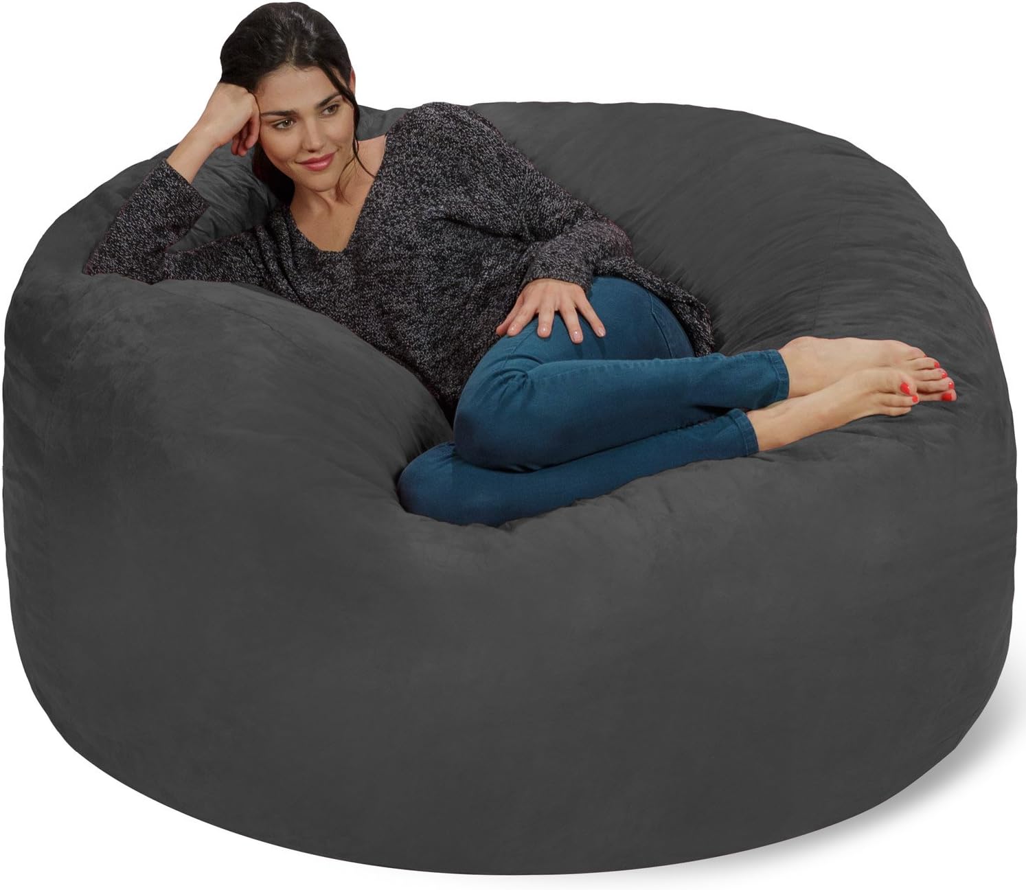 5' Giant Memory Foam Bean Bag Chair - Cozy Microfiber Lounge for Living Room