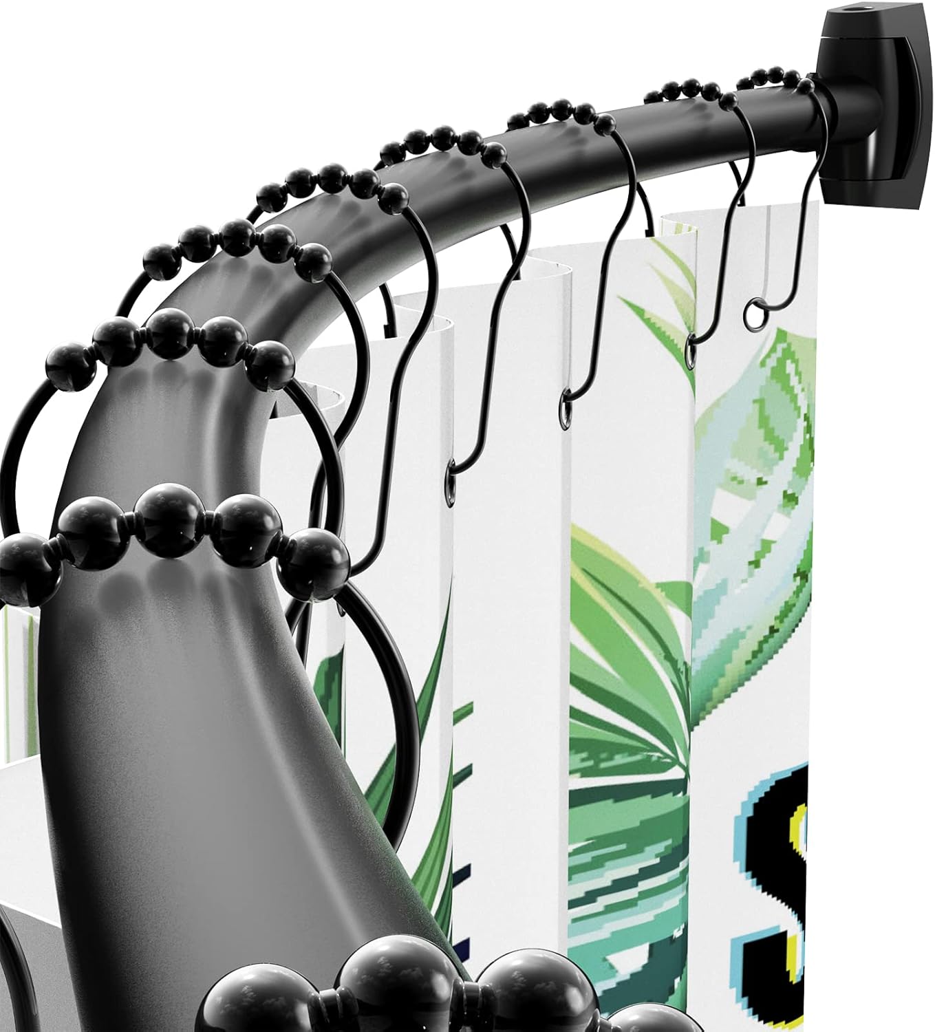 Adjustable Rustproof Curved Shower Rod - Black