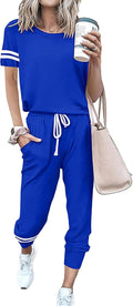 PRETTYGARDEN Women Summer Two Piece Outfits Striped Tracksuit Women's