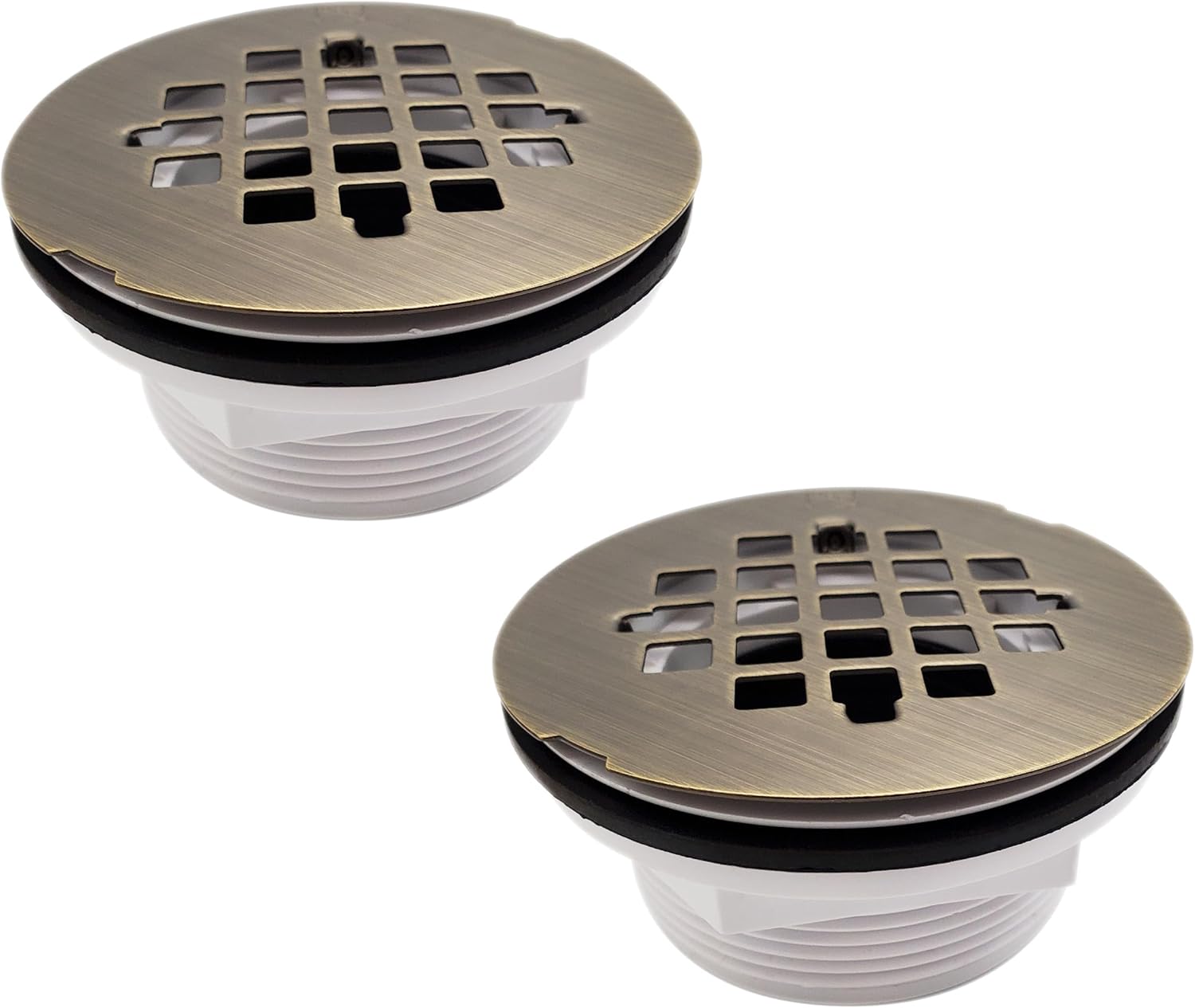 Westbrass 2in No-Caulk PVC Compression Shower Drain with Grid Cover