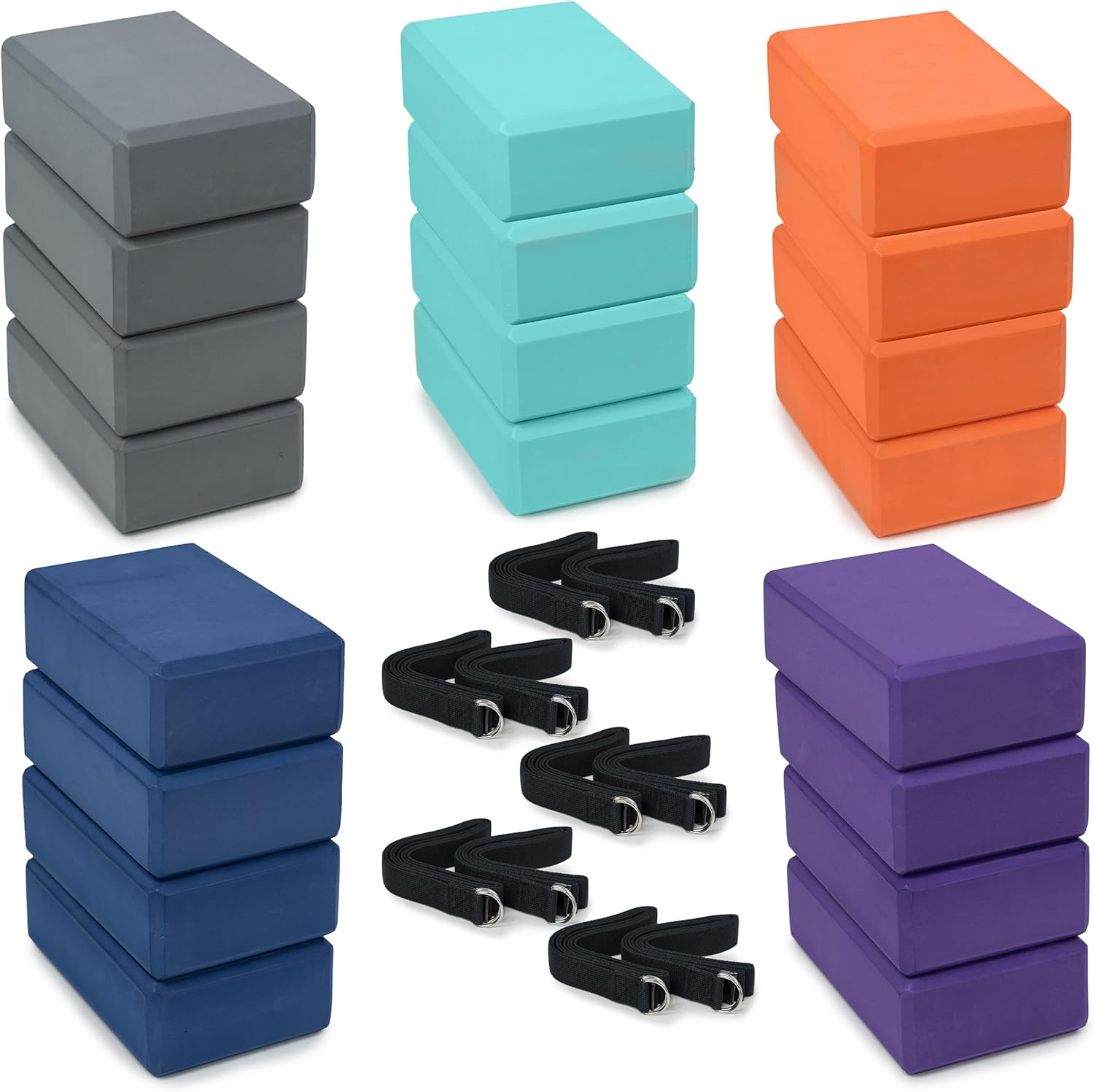 UPWARD FIT Yoga Kit - 30 Pack, Firm Support, EVA Blocks, Stretch Straps, Assorted
