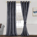 JIUZHEN Dark Grey Velvet Curtains for Living Room and Bedroom