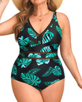 Daci Plus Size One Piece Swimsuit V Neck Hollow Out - Flattering Fit