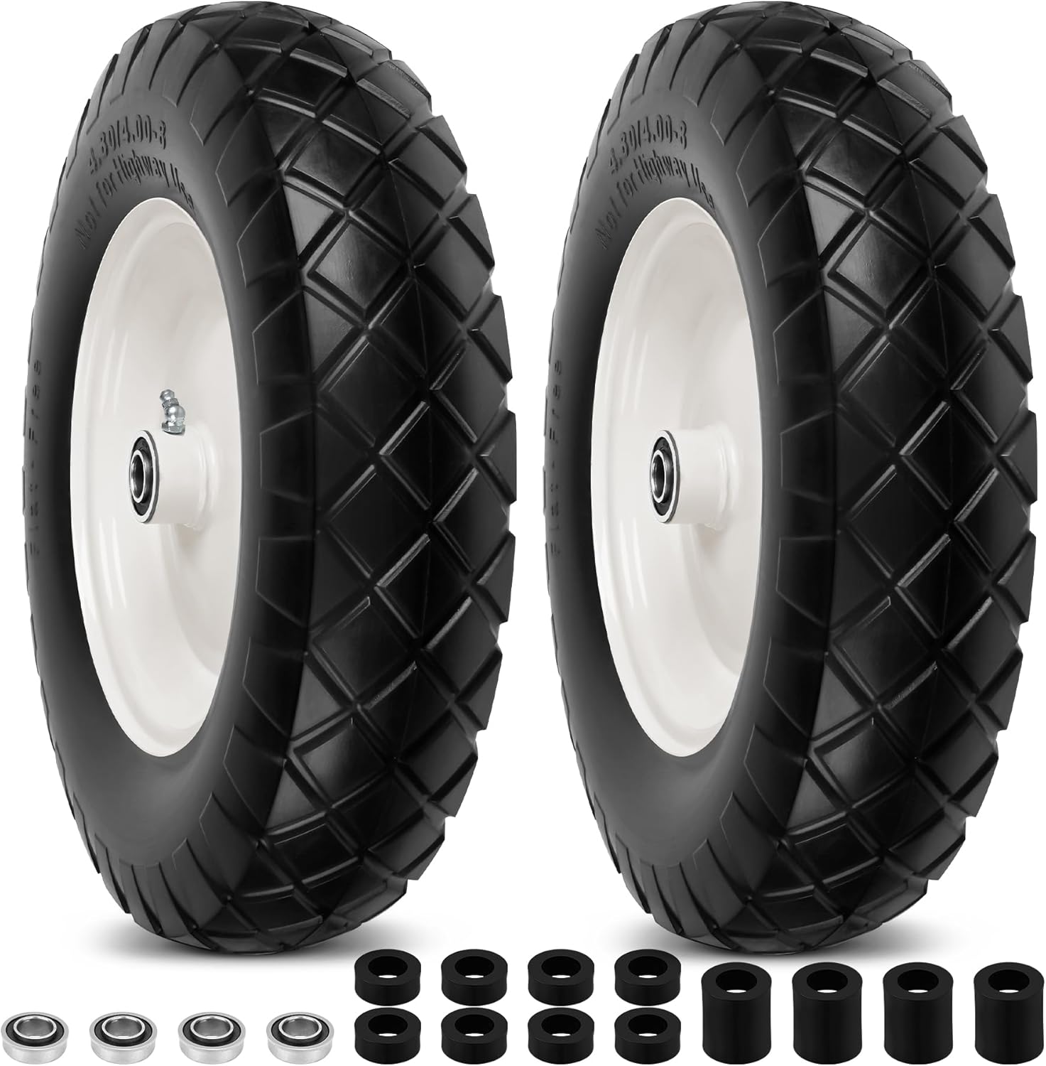 Durable 4.80/4.00-8 Flat Free Wheelbarrow Tires for Heavy Use