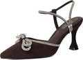 Closed Toe Rhinestone Slingback Kitten Heels - Comfort 3in Elevation