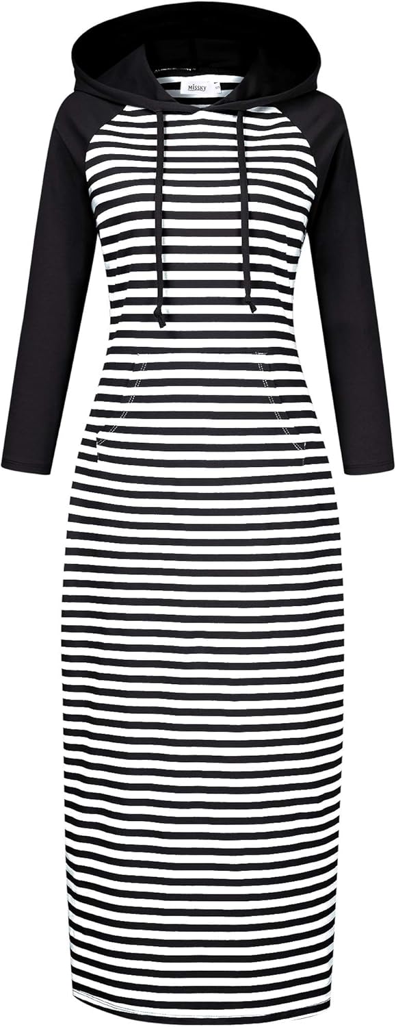 MISSKY Women's Casual Pocket Slim Pullover Maxi Dress Review