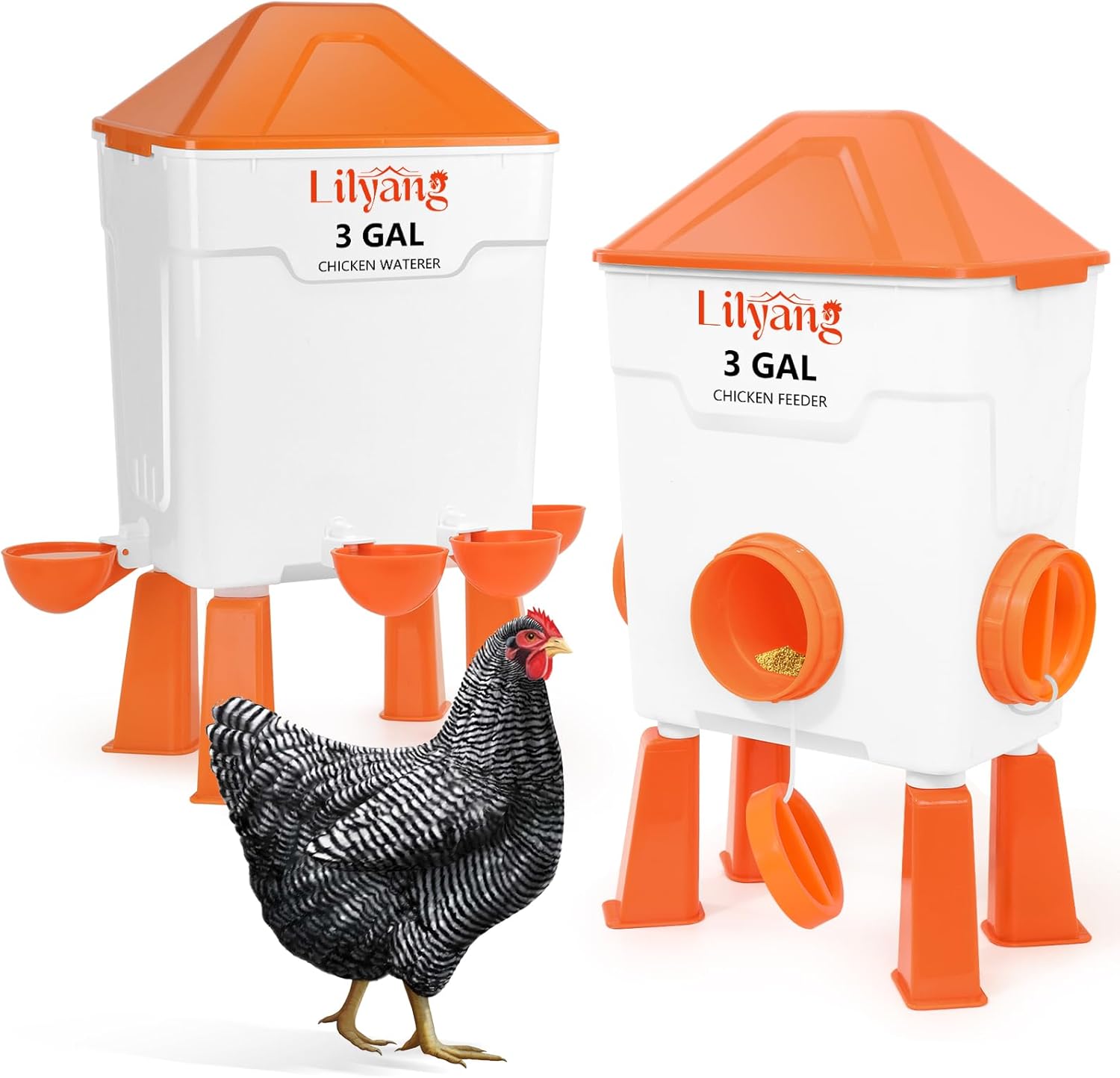 Lilyang XL Chicken Feeder and Waterer Set for Healthy Flock