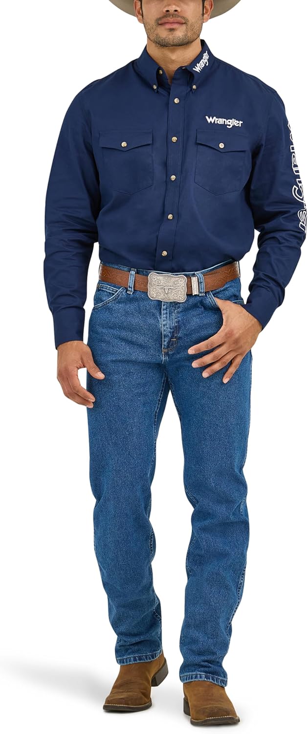 Wrangler Men's Cowboy Cut Regular Fit Prewashed Jeans for Comfort